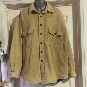 100% cotton Men's Beige Corduroy Shirt Jacket